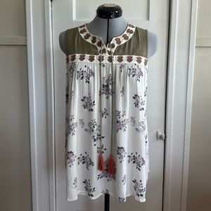 Gauzy floral tank top